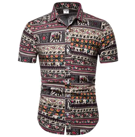 Новые летние мужские с коротким рукавом пляжный Гавайские рубашки хлопок повседневные Цветочные стандартные для рубашек плюс размер 5XL мужская одежда мода - Цвет: Серый