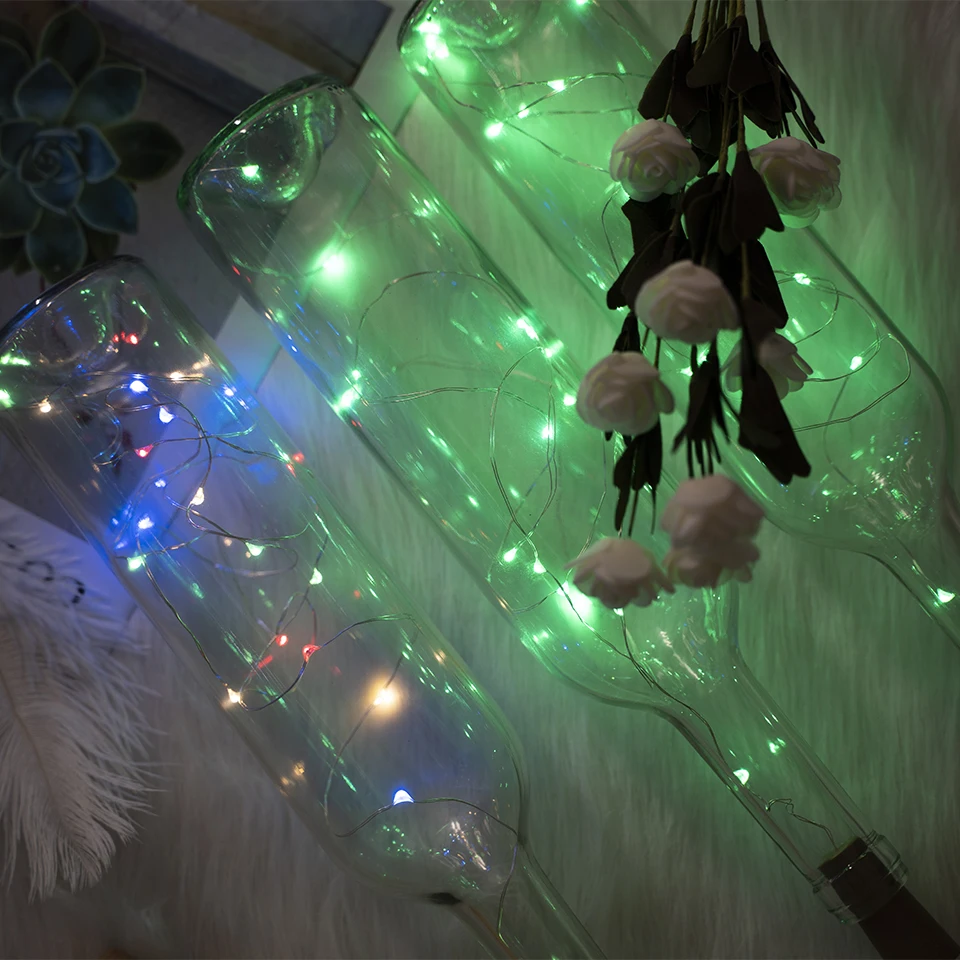 2 м 20 светодиодный светильники в форме винных бутылок пробковый светодиодный светильник гирлянда серебряная проволока Сказочный светильник s для стеклянного ремесла Рождественское украшение для вечеринки