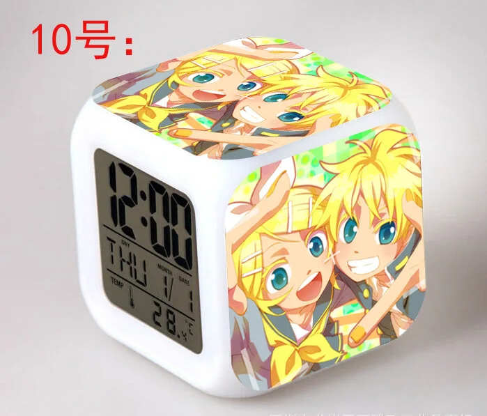 Японское аниме Hatsune Мику LED 7 цветов Flash Цифровой Будильники детский ночник Спальня часы Reloj Despertador - Цвет: 10