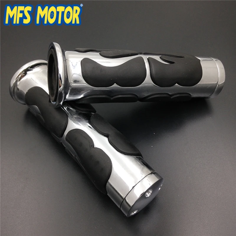 Motorcycle Aluminum rubber Hand Grips 1" Handlebar Custom Flame style