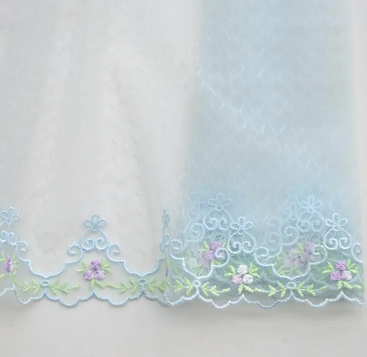 1 метр вышивка свадебная фата, отделка кружевом ручной работы материалы DIY черный синий розовый кружевной ткани Швейные аксессуары 19 см - Цвет: blue