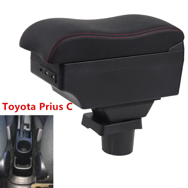 

For ToyotaPrius C Prius C armrest box central Store content Storage box Aqua armrest box with cup holder ashtray USB interface