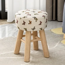 Скандинавские тканевые деревянные табуреты круглые квадратные маленькие табуреты для ног Сменная обувь обеденный стул диван Османская спальня деревянная скамейка детская мебель
