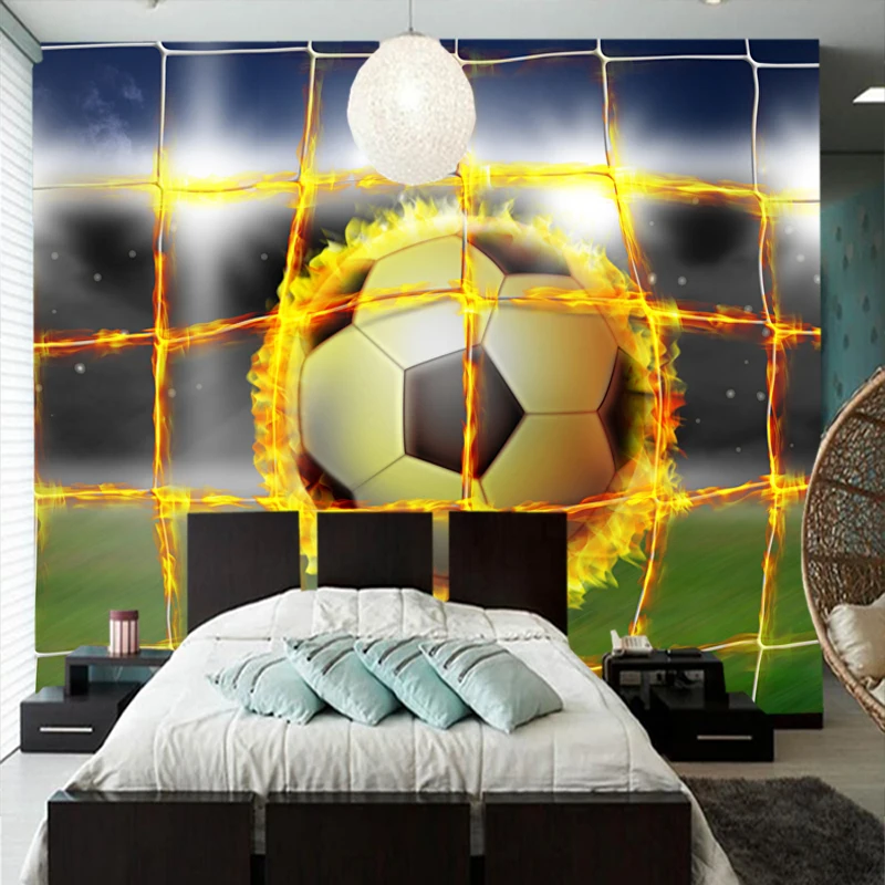 

Customized papel de parede infantil, Footbal Fire murals for children's room living room background decorative wallpaper