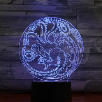 

NEW Game of Throne Iron Dragon Shape 3D Lamp Illusion Night Light LED Bulb USB RGB Multicolor Home Lampara For Christmas Gifts