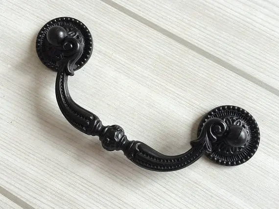 3 4 Drop Bail Dresser Drawer Pulls Handles Black Rustic 3 4 Drop Bail Dresser Drawer Pulls Handles Black Rustic Cabinet Door S Handle Pull Vintage Furniture Hardware 96 Mm In From Home