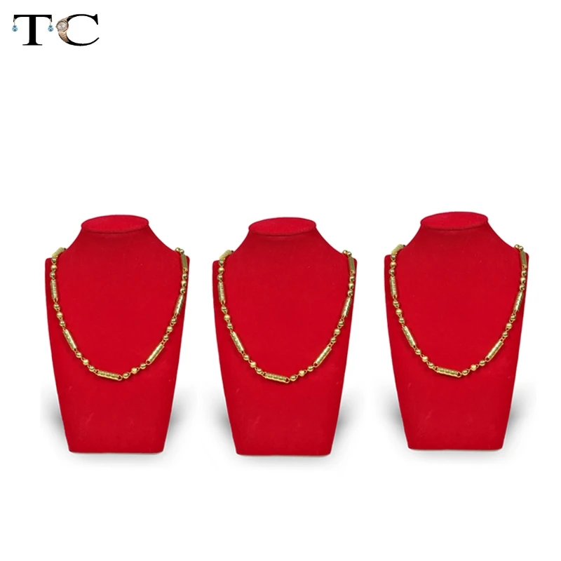 Free Shipping 3pcs Red Velvet Necklace Pendant Display Holder Jewelry