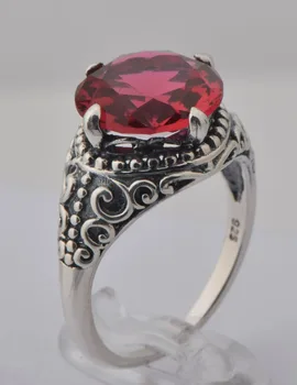 

Bridal jewelry fashion luxury silver restoring ancient ways ring 925 sterling silver queen temperament ruby rings