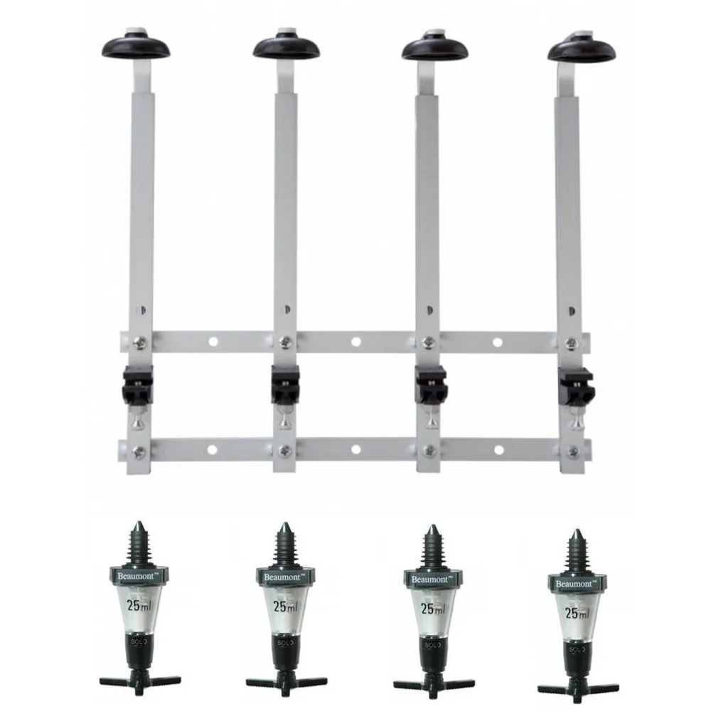 

(Ship From UK)4-Bottle Wall Mounted Bracket Rack 4 x 25ml Non-Drip Pub Bar Bottle Holder Designed to fit up to 4 1litre bottles