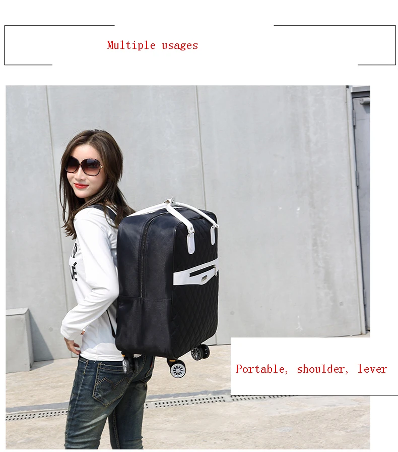 20 дюймов нейлоновая Водонепроницаемая школьная сумка для багажа с колесами, многофункциональная тележка для переноски, чемодан для путешествий, рюкзак на колесиках
