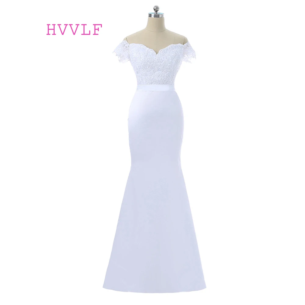 

White Evening Dresses 2019 Mermaid V-neck Cap Sleeves Appliques Lace Beaded Robe De Soiree Women Long Evening Gown Prom Dress