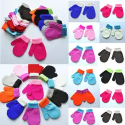 Красивое теплое зимнее Вязание перчатки для младенцев для маленьких мальчиков девочек мягкие перчатки, варежки От 1 до 4 лет
