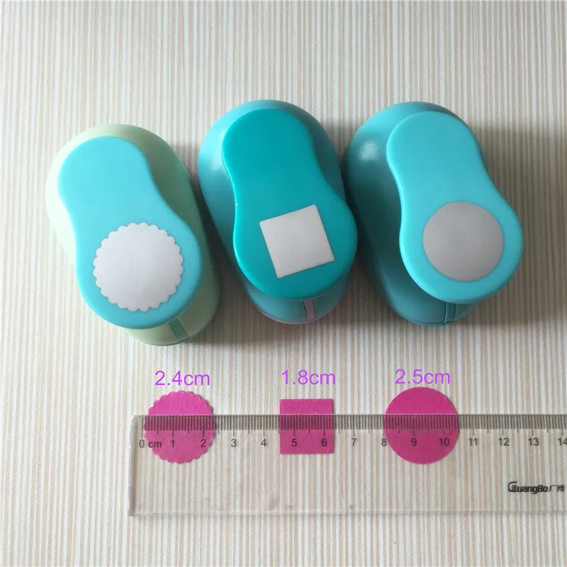 Free Shipping 1.8cm Square and 2.4cm Wave Circle Shaped craft punch set  Puncher Crafts Scrapbooking Geometry Paper Hole Punches