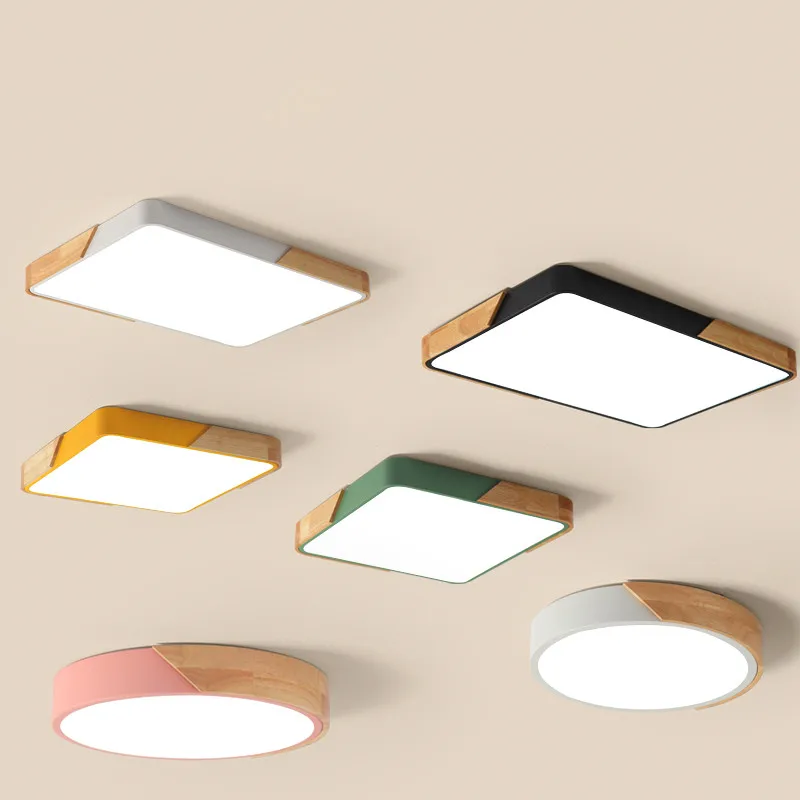 

New Wood Led Ceiling Lights For Living room Bedroom Kitchen luminarias de teto Indoor Lighting Ultra thin Ceiling Lamp Fixtures
