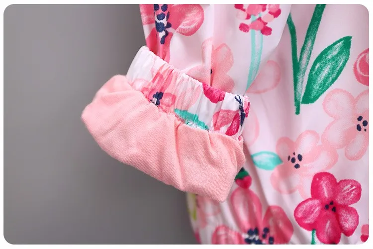 Цветочным рисунком для маленьких девочек толстовки весна/осень детская верхняя одежда с цветочным узором для девочек куртка с капюшоном От 2 до 6 лет школьная для девочек ветровки