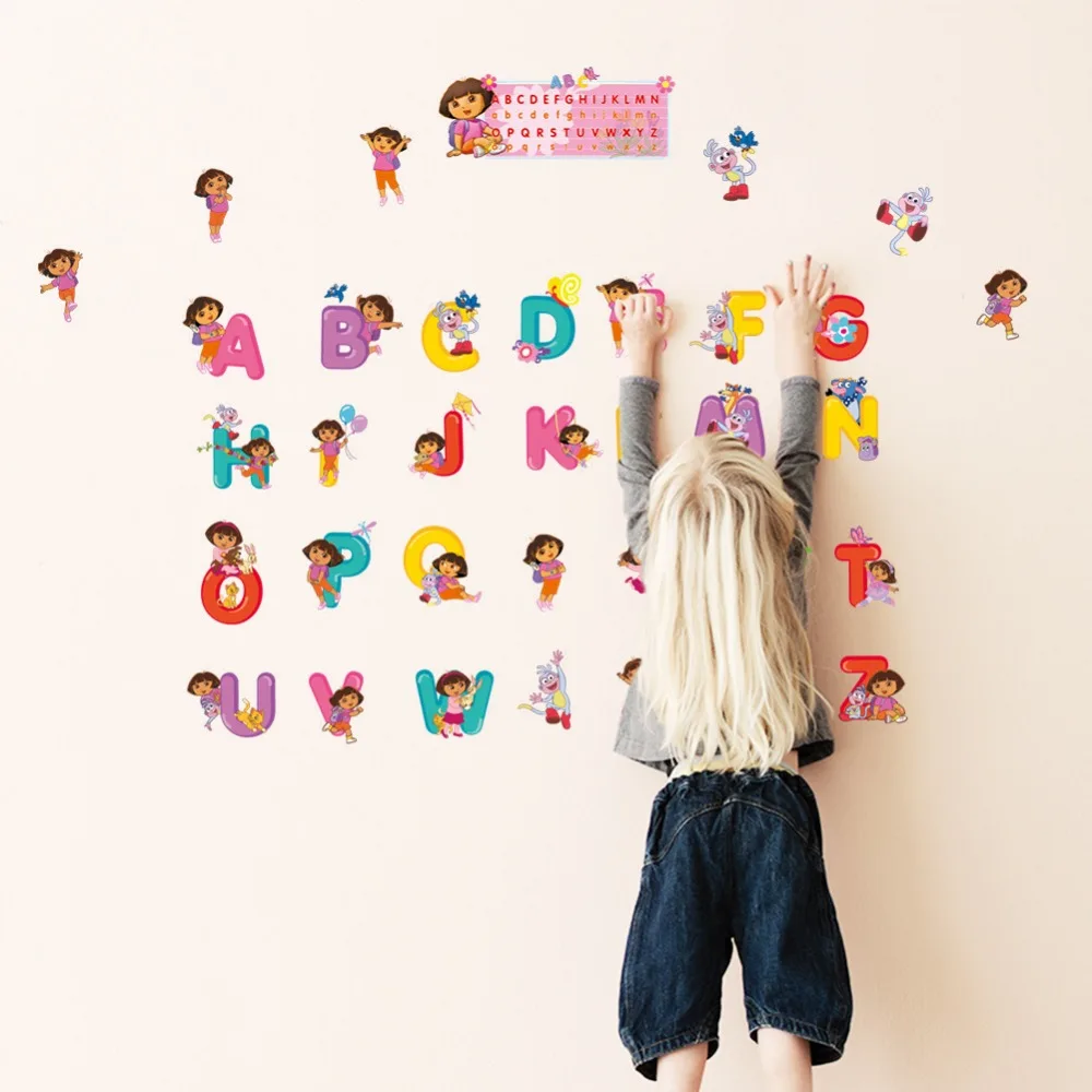 Cartoon 26 DIY English Letter Stickers Early Education Toos Kids Girl Boy Room Decor Baby Nursery Name Wall Decal Mural | Дом и сад
