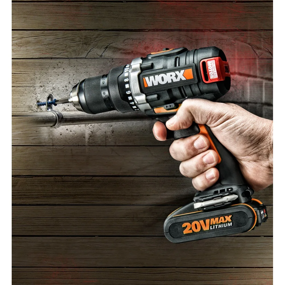 Дрель шуруповерт аккумуляторная WORX BL WX175 20В бесщеточная 2Ач x2 кейс|Электрические