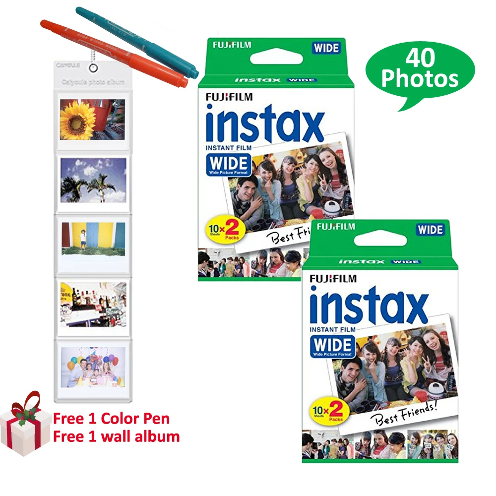 Пленка Fujifilm Instax 40 принтов простая бумага с белым краем для камеры Fuji Instant Wide 300 200 210