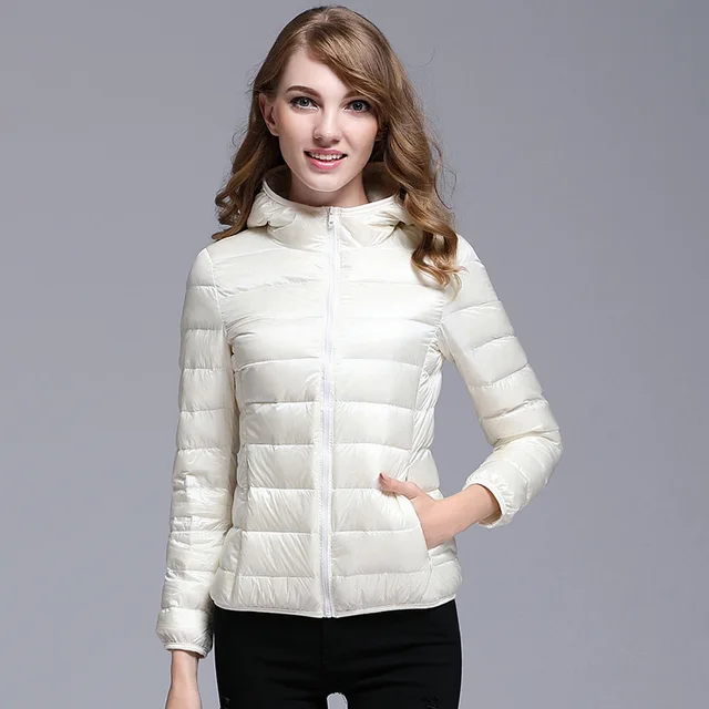 90 Ultralight White Duck Down Puffer Jacket Women Autumn Winter Warm