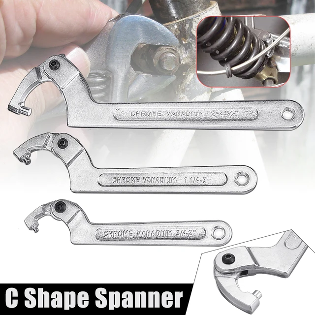 Adjustable Hook Wrench Pin Wrench C Shape Spanner Chrome Vanadium Tool Hand Tool Motorcycle SYD Multi-Sizes