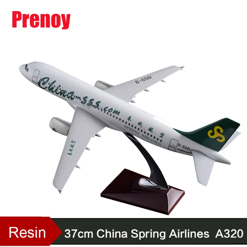 

37cm Resin China Spring Airlines Airbus Model A320 Airplane Airways Model Chinese SSS Plane A320 Model Aviation Stand Craft Toys