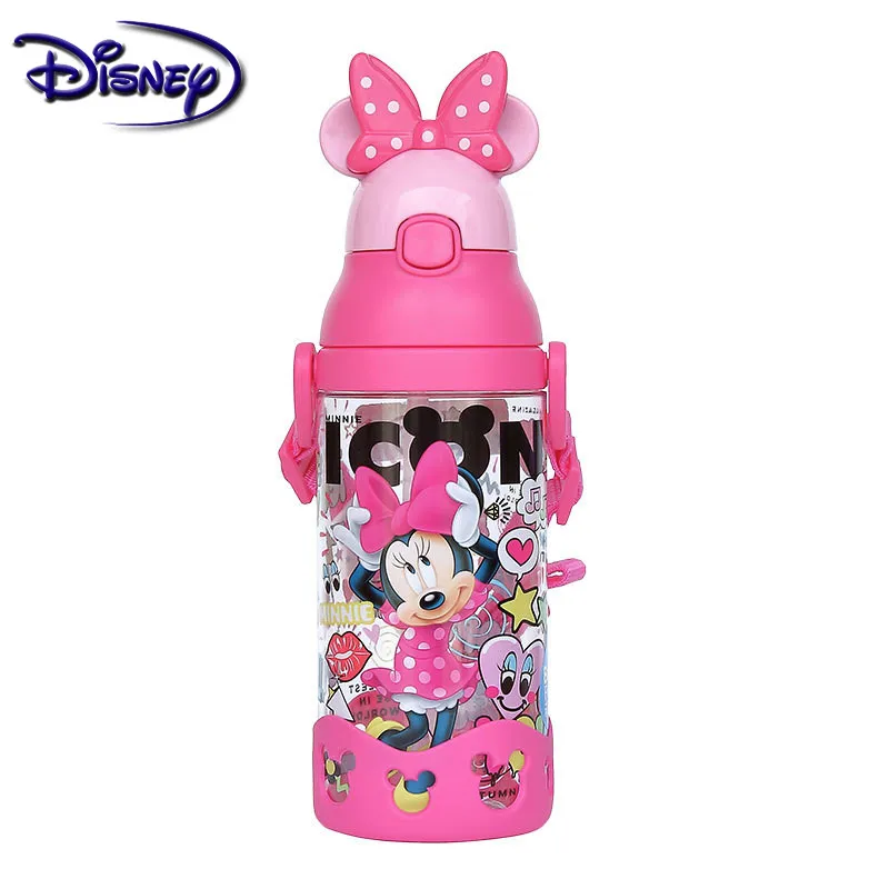 

Disney Minnie Mickey Mouse Cups Cartoon Plastic Solid Feeding Student Convenient Outdoor Child Sports Bottle With Straw 500ML