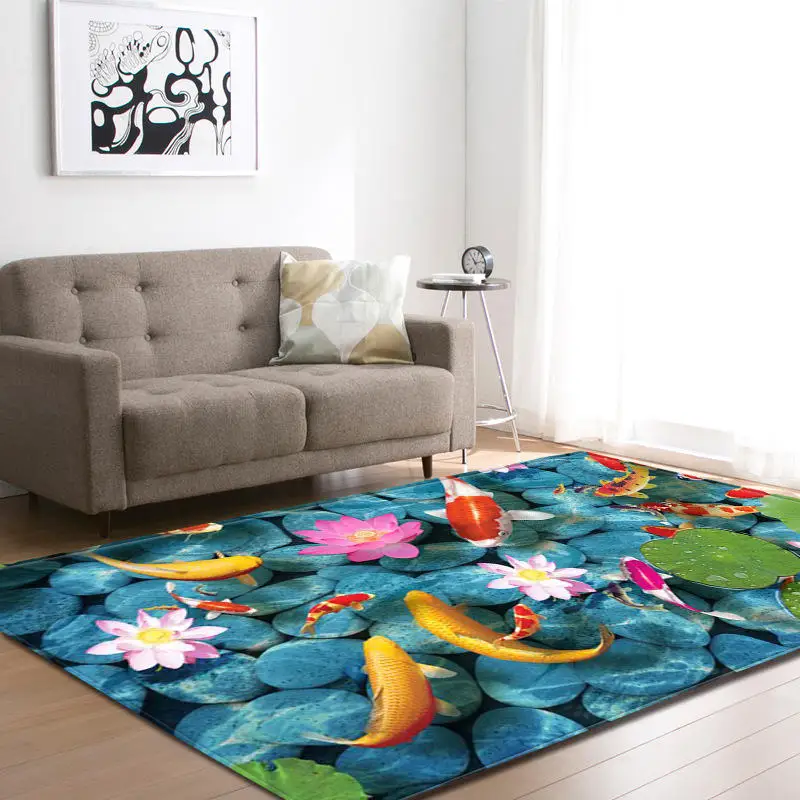 

Nordic Modern 3D Painting Green Plant Print Carpet For Living Room Sofa Bedside Area Rug Children Play Tent Floor Mat Blanket