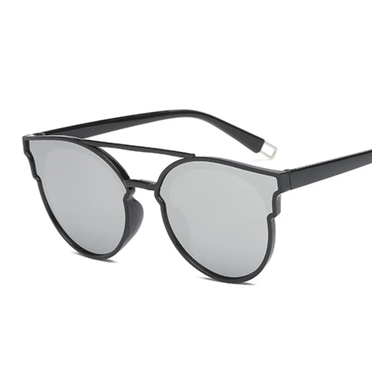Пикантные женские солнцезащитные очки «кошачий глаз» Для женщин Брендовая дизайнерская обувь для вождения, Зеркальные Солнцезащитные очки женские круглые линзы оттенков для Для женщин очки UV400 - Цвет линз: BlackSilver