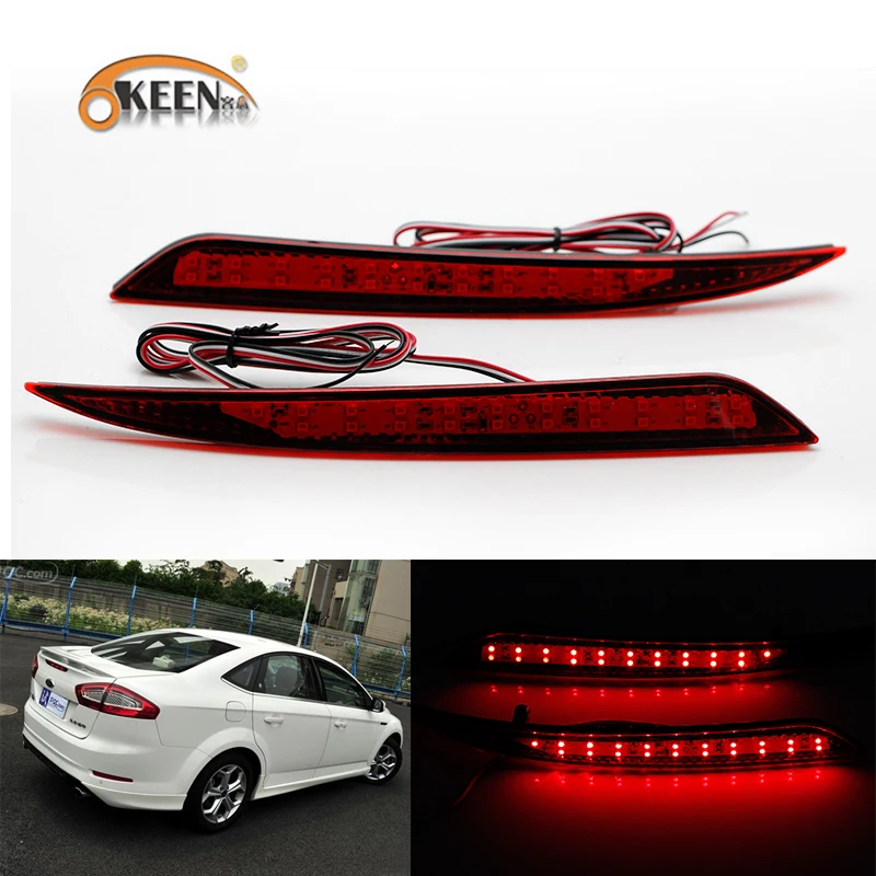 OKEEN 2x Car styling Red LED Rear Bumper Reflector Light for Ford Fusion Mondeo 2013 2014