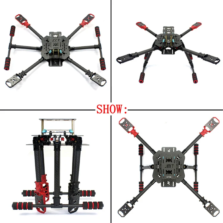 JMT X4 560 мм углеродное волокно складная рама со складной/не-Складная посадочная площадка для RC Мини гексакоптер Дрон наборы - Цвет: Folding stand