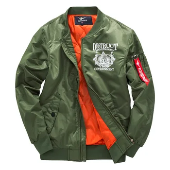 

2019 Autumn Winter Air Force One Pilot Jackets Men Casual Stand Collar Mens military Warm Jacket Thick Parka Coat Streetwear
