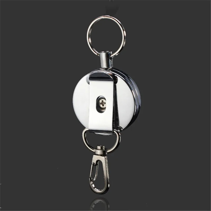 

High Quality KR01 4cm Full Metal Tool Belt Retractable Key Ring Pull Chain Clip With Hook Hot Sale