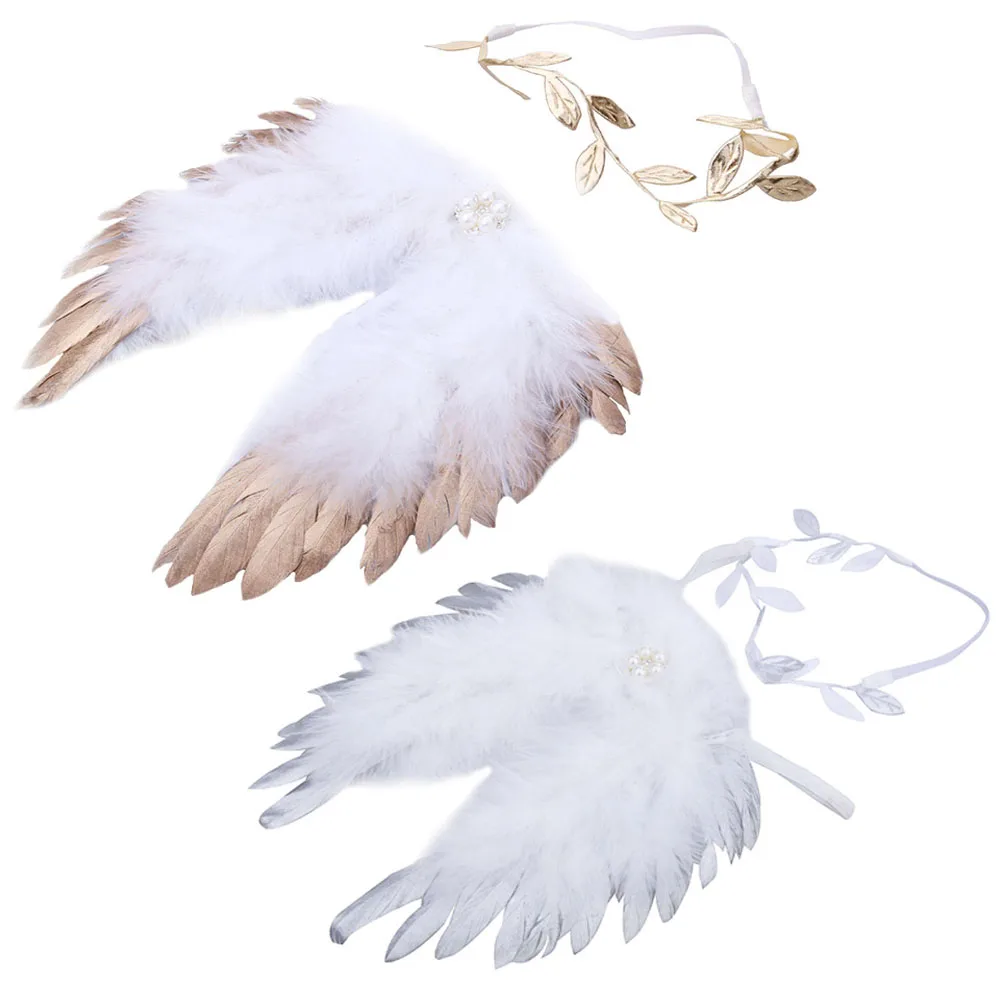 

Angel Feather Wings Baby Leaves Headband Hair Head Bands Baby Clothing Photo Accessories Fitted Cloth Baby Photography Props