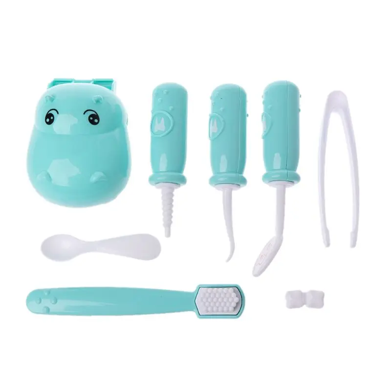 

9PCS Hippo Dentist Check Teeth Model Set Medical Kit Pretend Play Toy Role Play Educational Learing Toys Children Kids Toy Gift