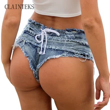 Sexy Denim Shorts Women Summer Double Button Short Jeans Mini Hot Back Bandage Shorts For Vacation 2017