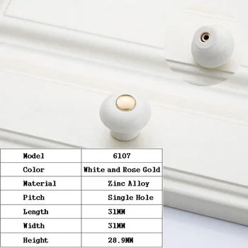 Rose Gold Cabinet Knobs White Ceramic Door Handle European Antique Furniture Drawer Pulls Kitchen Cabinet Knobs and Handles