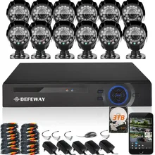 DEFEWAY 12 1200TVL 720P HD уличная камера видеонаблюдения системы безопасности 1080N домашнее Видеонаблюдение DVR комплект 3 ТБ 16 CH 1080P HDMI выход