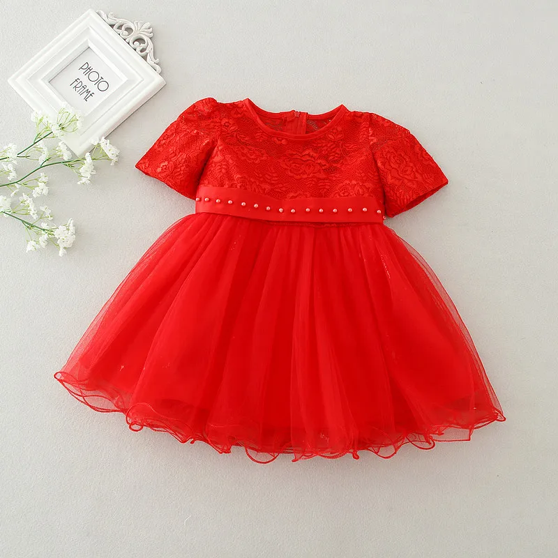 2017 Hot Sale Red/White Baby Birthday Party Kids Dress Baby Girl ...