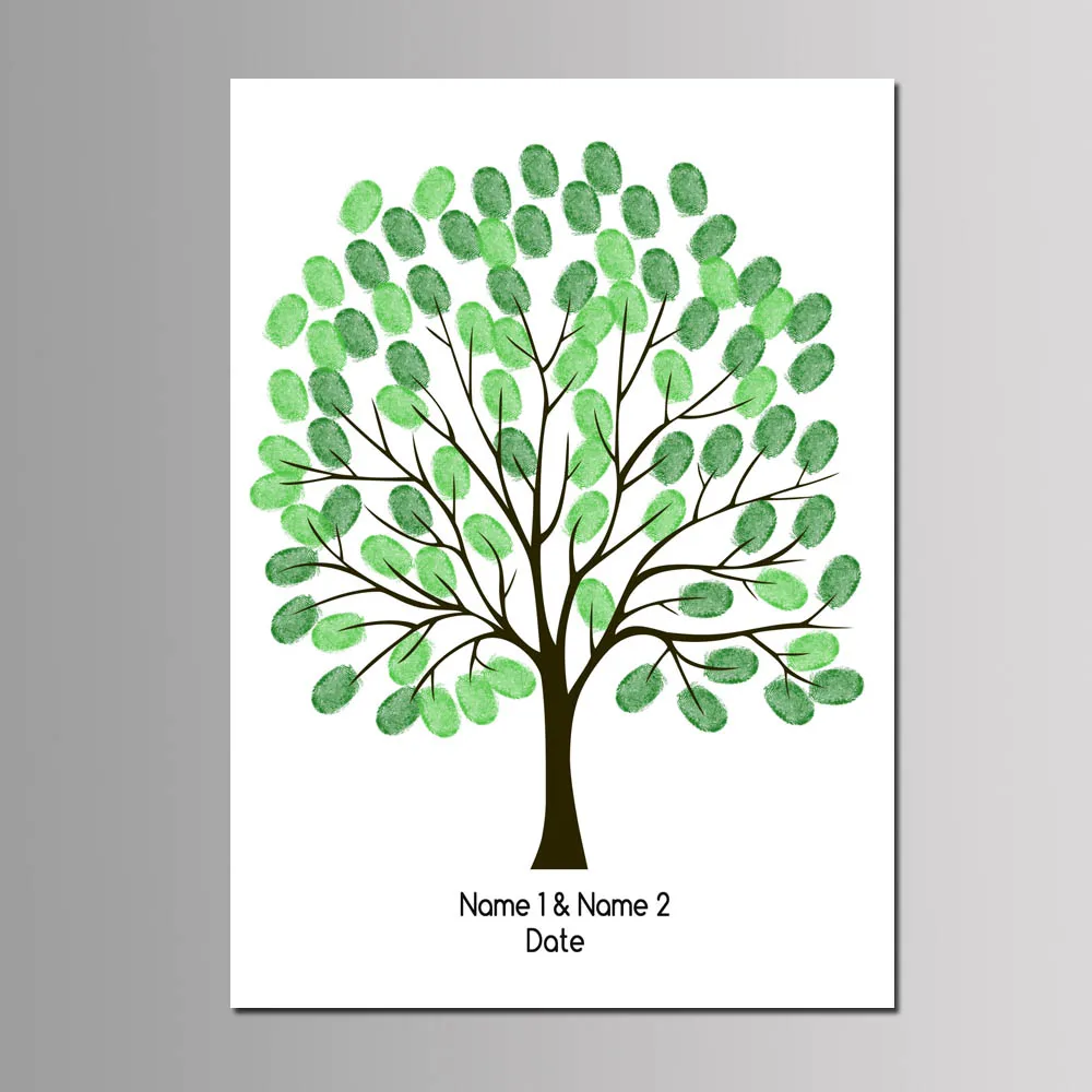 New DIY Money Tree Annual Meeting Fingerprint Signature Guest Book Wedding Party Decoration Printed Canvas Painting 50*70cm