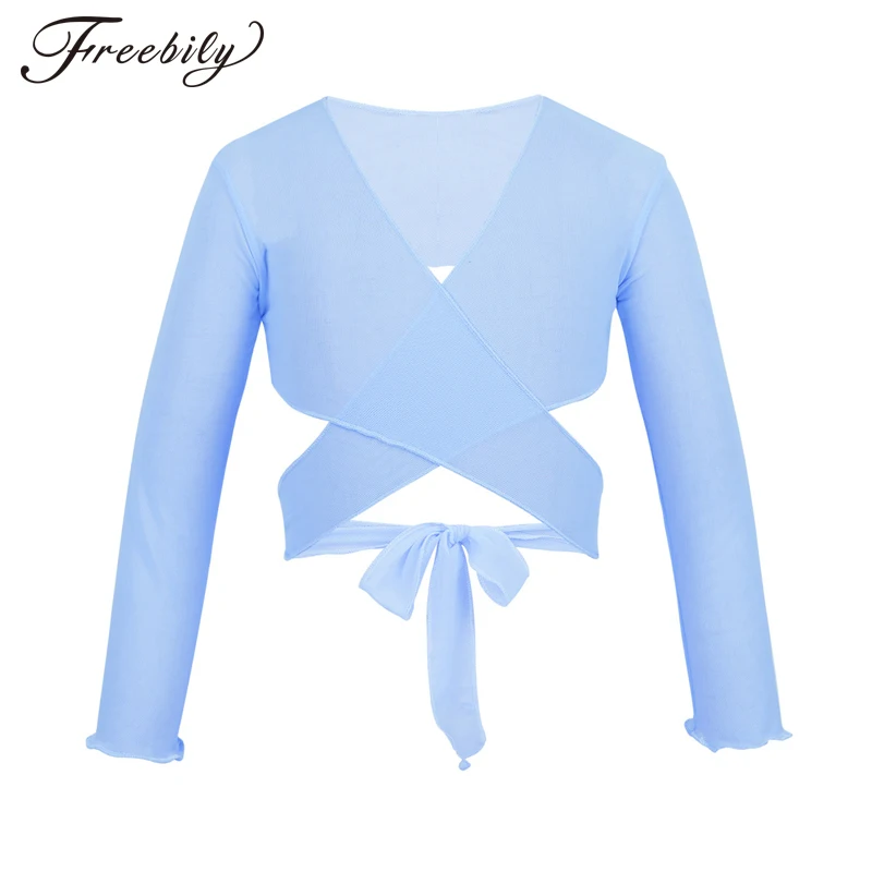 Girls Ballet Gymnastic Leotard Jacket Long Sleeve Dance Sweater Top