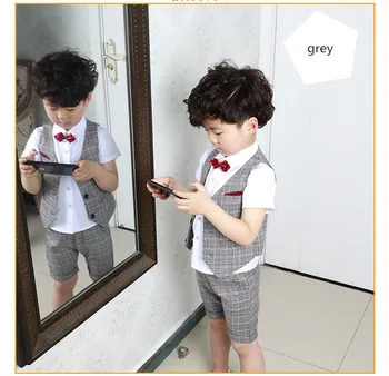 

Summer Casual Four Pieces Set Vest+Pant+Shirts+Tie Children Suit KS-2023