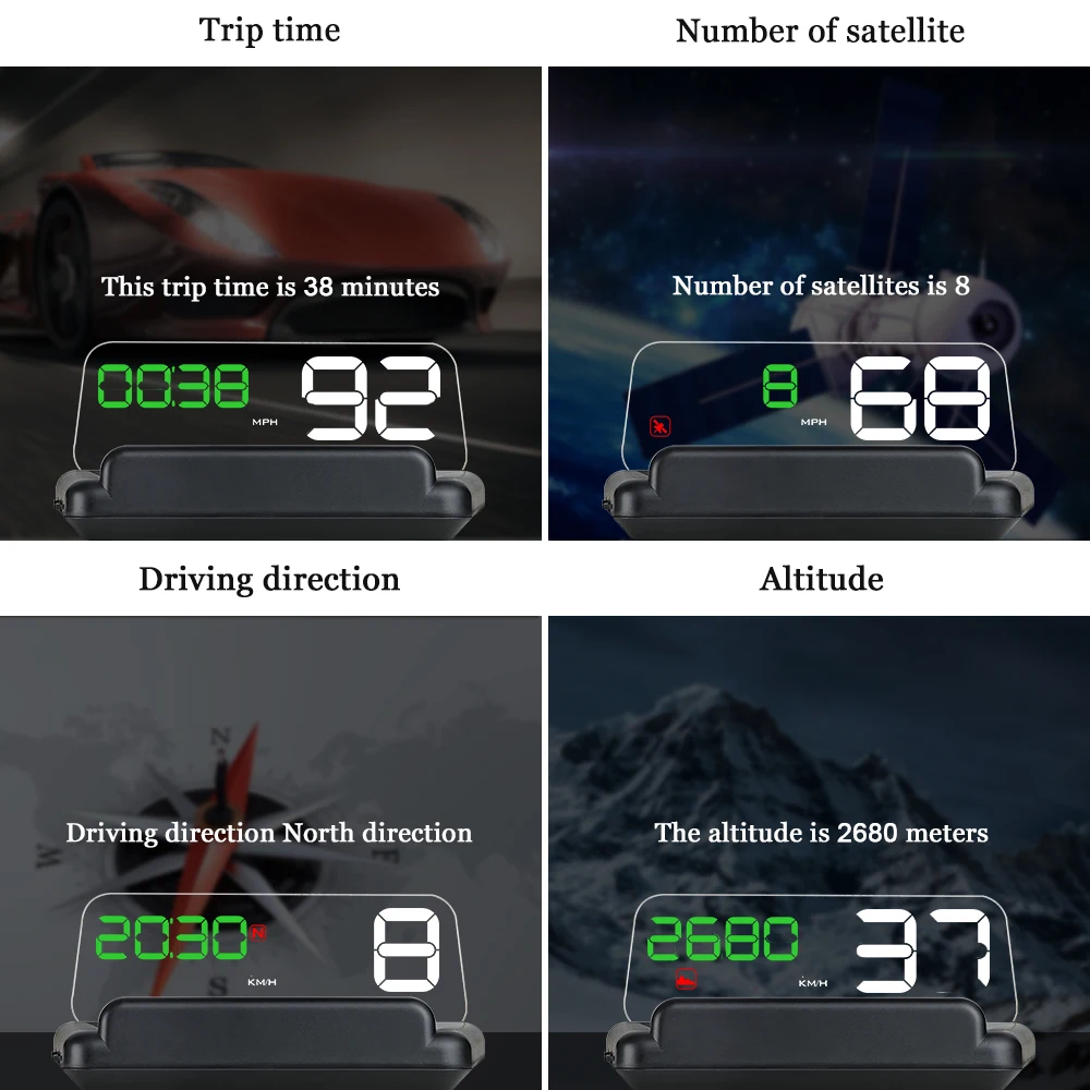 T900 HUD Дисплей автомобиля GPS Спидометр лобовое стекло проектор с отражением платы