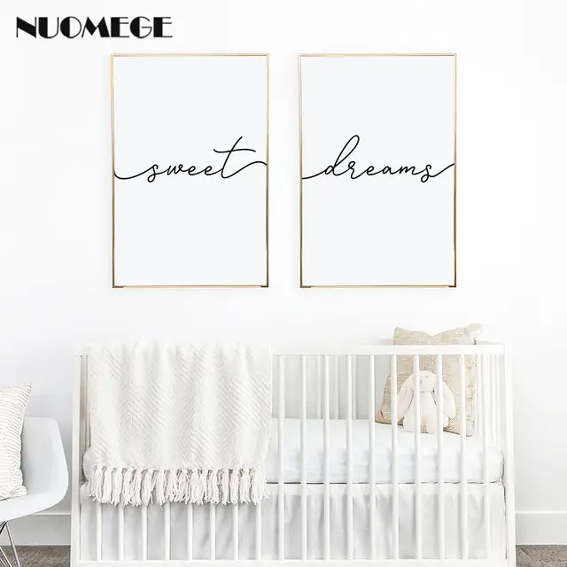 Minimalist Poster Nursery Print Sweet Dreams Canvas Painting Wall Art For Child S Nursery Or Master Bedroom Decoration Picture