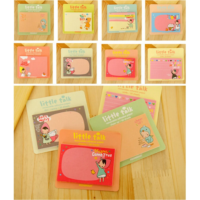 New Kawaii Cute Kids Little Girl Memo Pads Sticky Notes N Times Posted Gift Planner Stickers Stationery 1 pcs