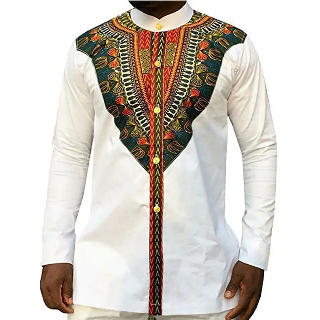 Mens African Dashiki Dress Shirts 2018 Brand New Long Sleeve Shirt Men ...