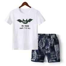 Комплект одежды для мальчиков-подростков, лето, футболка с рисунком Гавайские шорты Одежда для мальчиков-подростков 6, 8, 10, 12, 13, 14 лет
