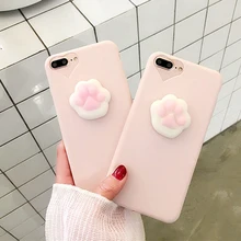 Милые 3D Кот коготь телефон чехлы для iPhone 7 6 6S плюс Fundas забавные мягкими игрушками Давление Дело релиз Конфеты Мягкие TPU крышка