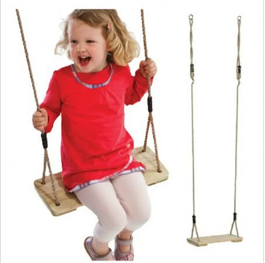 Hard Wooden Baby Kids Swing Outdoor Garden Park Play Hanging Seat Fun