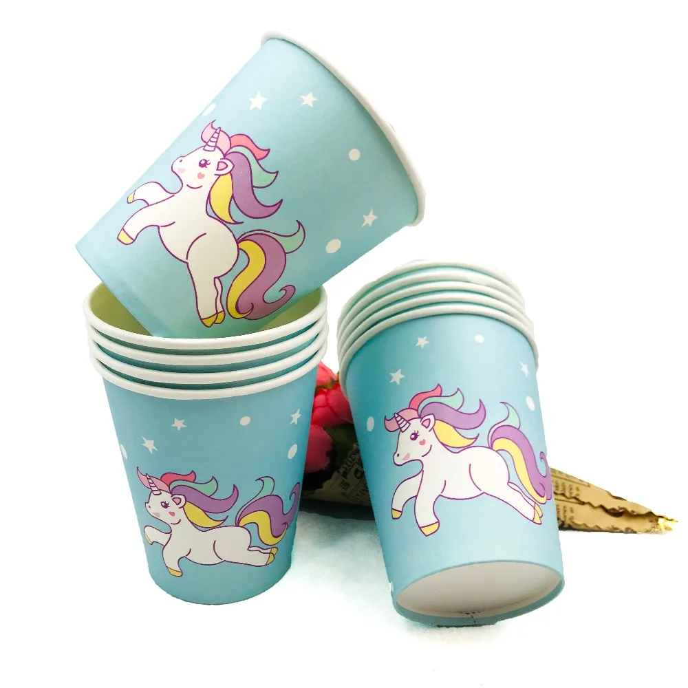 10pcs/set Unicorn Party Supplies Cup Cartoon Party For Children/Boys Happy Birthday Decoration Batman Party Supplies Favors