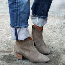 Горячий Продавать Женщин Коренастый Med Каблуки Молнии Старинные Короткие Мартин Bottines Обувь Уличная Мода Дамы Лодыжки Пинетки